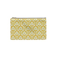 Sunny Yellow Damask Pattern Cosmetic Bag (small)