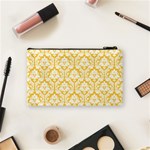 Sunny Yellow Damask Pattern Cosmetic Bag (Small) Back
