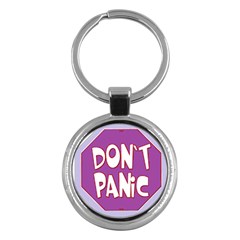 Purple Don t Panic Sign Key Chain (round) by FunWithFibro