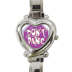 Purple Don t Panic Sign Heart Italian Charm Watch  by FunWithFibro