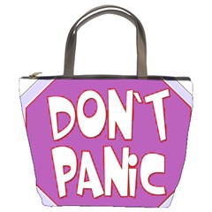 Purple Don t Panic Sign Bucket Handbag by FunWithFibro