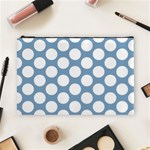 Blue Polkadot Cosmetic Bag (Large) Front