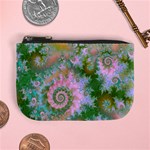 Rose Forest Green, Abstract Swirl Dance Coin Change Purse Front