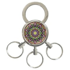 Psychedelic Leaves Mandala 3-ring Key Chain