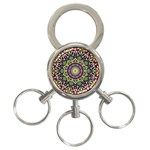 Psychedelic Leaves Mandala 3-Ring Key Chain Front