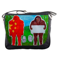 2 Yeh Ren,text & Flag In Forest  Messenger Bag by creationtruth