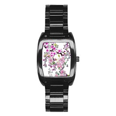 Cherry Bloom Spring Stainless Steel Barrel Watch by TheWowFactor
