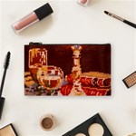 Bookworm Needlepoint Print Cosmetic Bag (Small) Front