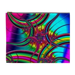 Abstract Neon Fractal Rainbows Cosmetic Bag (xl)