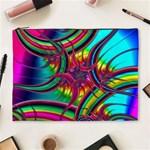 Abstract Neon Fractal Rainbows Cosmetic Bag (XL) Front