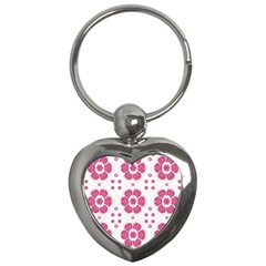 Sweety Pink Floral Pattern Key Chain (heart) by dflcprints