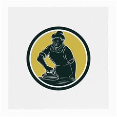 African American Woman Ironing Clothes Woodcut Glasses Cloth (medium)