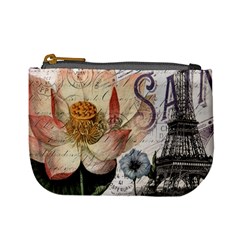 Vintage Paris Eiffel Tower Floral Coin Change Purse