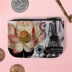 Vintage Paris Eiffel Tower Floral Coin Change Purse Back