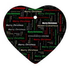 Merry Christmas Typography Art Heart Ornament by StuffOrSomething