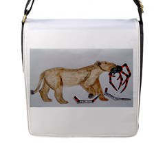 Giant Spider Fights Lion  Flap Closure Messenger Bag (large) by creationtruth