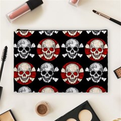 Red Black Skull Polkadots  Cosmetic Bag (large)