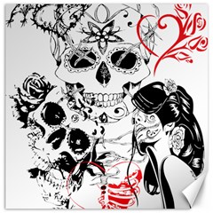 Skull Love Affair Canvas 12  X 12  (unframed) by vividaudacity