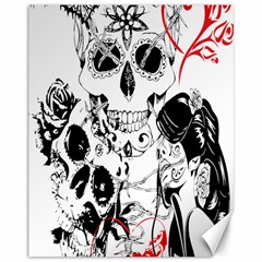 Skull Love Affair Canvas 11  X 14  (unframed) by vividaudacity