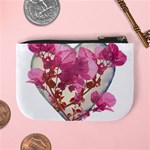 Heart Shaped with Flowers Digital Collage Coin Change Purse Back