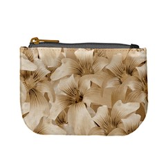 Elegant Floral Pattern In Light Beige Tones Coin Change Purse