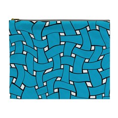 Blue Distorted Weave Cosmetic Bag (xl)