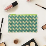 Mint Modern Retro Chevron Patchwork Pattern Cosmetic Bag (XS) Front