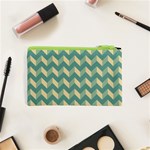 Mint Modern Retro Chevron Patchwork Pattern Cosmetic Bag (XS) Back
