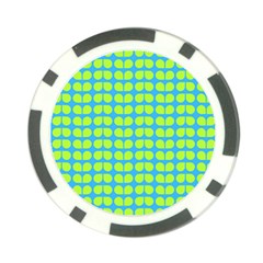 Blue Lime Leaf Pattern Poker Chip by GardenOfOphir