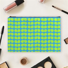 Blue Lime Leaf Pattern Cosmetic Bag (large)