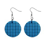 Blue Gray Leaf Pattern Mini Button Earrings Front