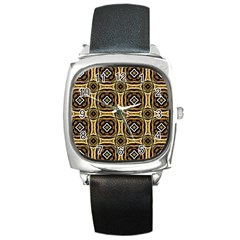 Faux Animal Print Pattern Square Leather Watch by GardenOfOphir