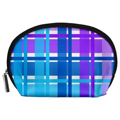 Blue & Purple Gingham Plaid Accessory Pouch (large)
