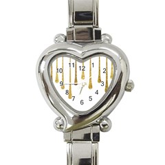 Gold Glitter Paint Heart Italian Charm Watch 