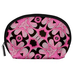 Powder Pink Black Abstract  Accessory Pouch (large) by OCDesignss