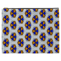 Orange Blue Honeycomb Pattern Cosmetic Bag (xxxl) by LalyLauraFLM