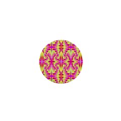 Pink And Yellow Rave Pattern 1  Mini Button Magnet