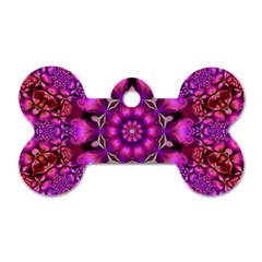 Pink Fractal Kaleidoscope  Dog Tag Bone (one Sided) by KirstenStar
