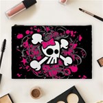 Girly Skull And Crossbones Cosmetic Bag (Large) Front