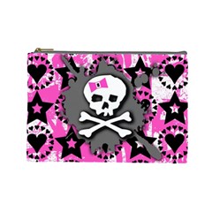 Pink Bow Skull Cosmetic Bag (large)