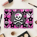Pink Bow Skull Cosmetic Bag (Large) Front
