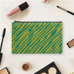 Blue yellow waves Cosmetic Bag (Medium) Front