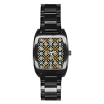 Faux Animal Print Pattern Stainless Steel Barrel Watch Front
