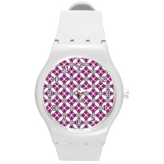 Cute Pretty Elegant Pattern Round Plastic Sport Watch (m)