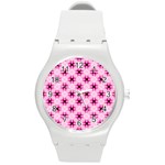 Cute Pretty Elegant Pattern Round Plastic Sport Watch (M) Front