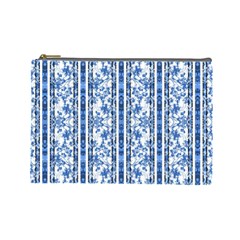 Chinoiserie Striped Floral Print Cosmetic Bag (large)  by dflcprints