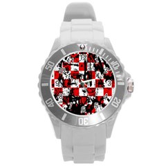 Emo Checker Graffiti Round Plastic Sport Watch (l)