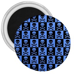 Blue Skull Checkerboard 3  Magnets
