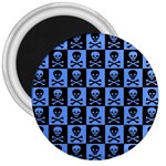 Blue Skull Checkerboard 3  Magnets Front