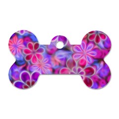 Pretty Floral Painting Dog Tag Bone (one Side) by KirstenStar